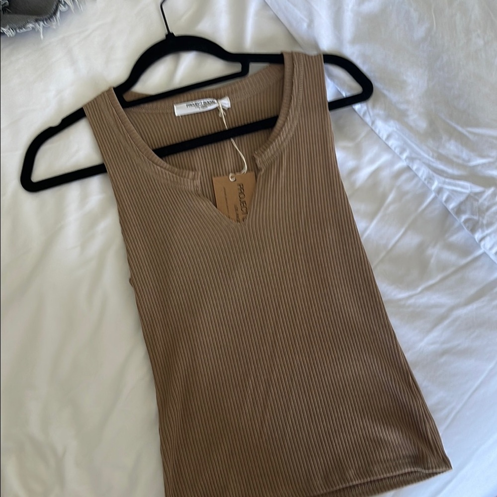 Project Social T Ribbed Tan Tank Top